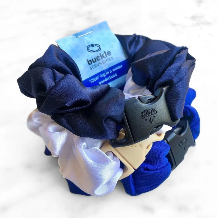 Winter Wonderland Bundle - 3-Pack Hanukkah Holiday Buckle Scrunchies - No Snagging, No Tangles by Buckle Scrunchies by RE.STATEMENT