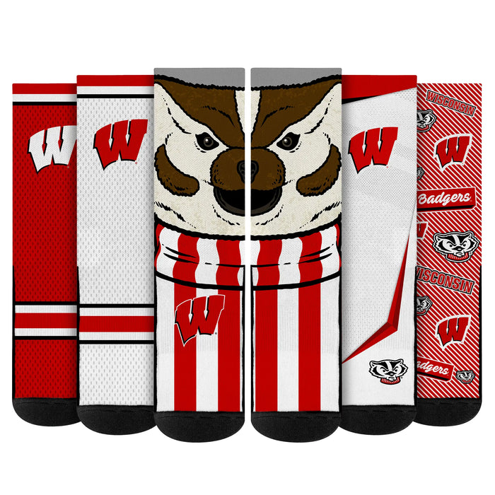 Wisconsin Badgers - Super Fan Bundle 5-Pack by Rock 'Em Socks