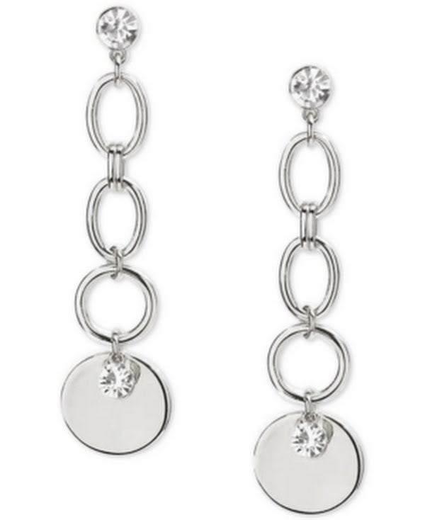 Inc Crystal and Disc Charm Linear Drop Earrings by Vanessa Jane