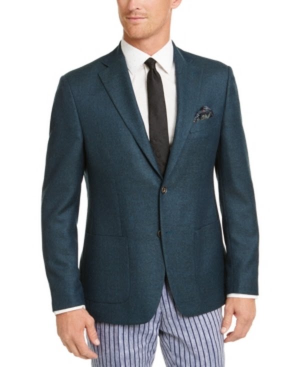 Tallia Mens Teal( Blue/Green) Slim Fit Elbow Patch Blazer Size 44S by Vanessa Jane
