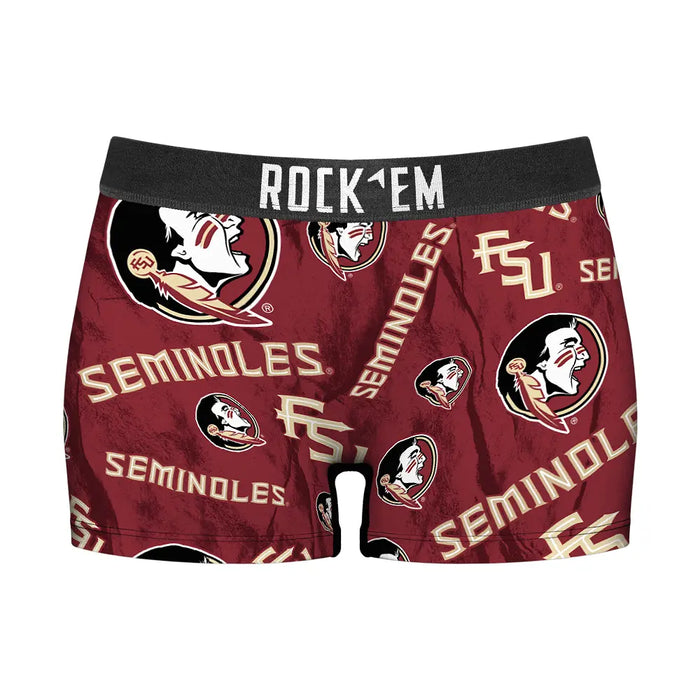 Women's Boy Shorts - Florida State Seminoles - Logo All-Over by Rock 'Em Socks