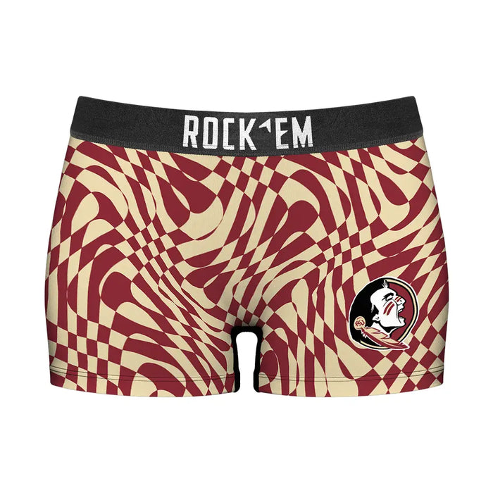 Women's Boy Shorts - Florida State Seminoles - Wavy Checkers by Rock 'Em Socks