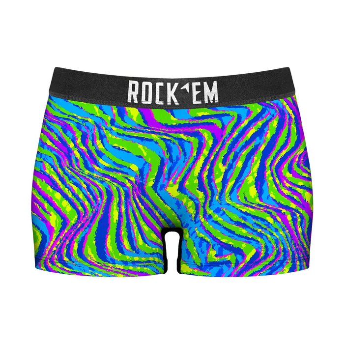 Women's Boy Shorts - Neon Wave by Rock 'Em Socks