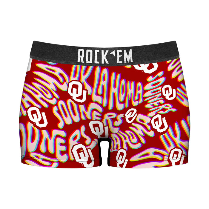 Women's Boy Shorts - Oklahoma Sooners - Twisted Wordmark by Rock 'Em Socks
