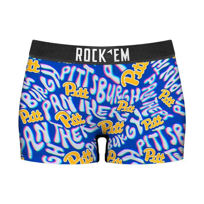 Women's Boy Shorts - Pittsburgh Panthers - Twisted Wordmark by Rock 'Em Socks
