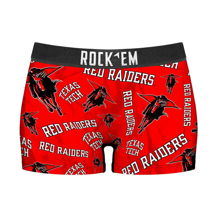 Women's Boy Shorts - Texas Tech Red Raiders - Logo All-Over by Rock 'Em Socks