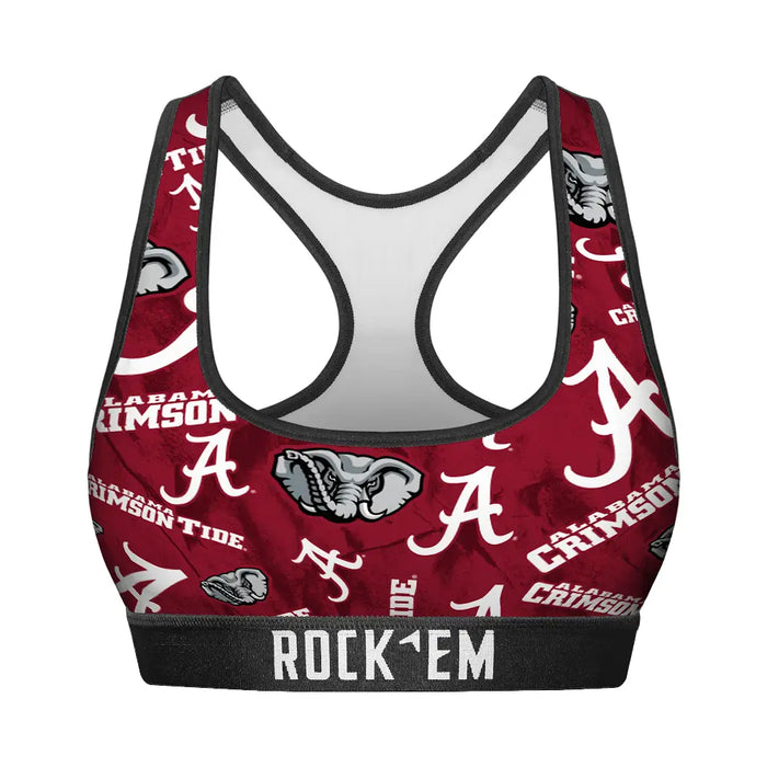Women's Sports Bra - Alabama Crimson Tide - Logo All-Over by Rock 'Em Socks