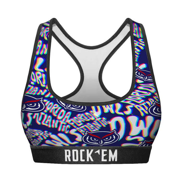 Women's Sports Bra - FAU Owls - Twisted Wordmark by Rock 'Em Socks