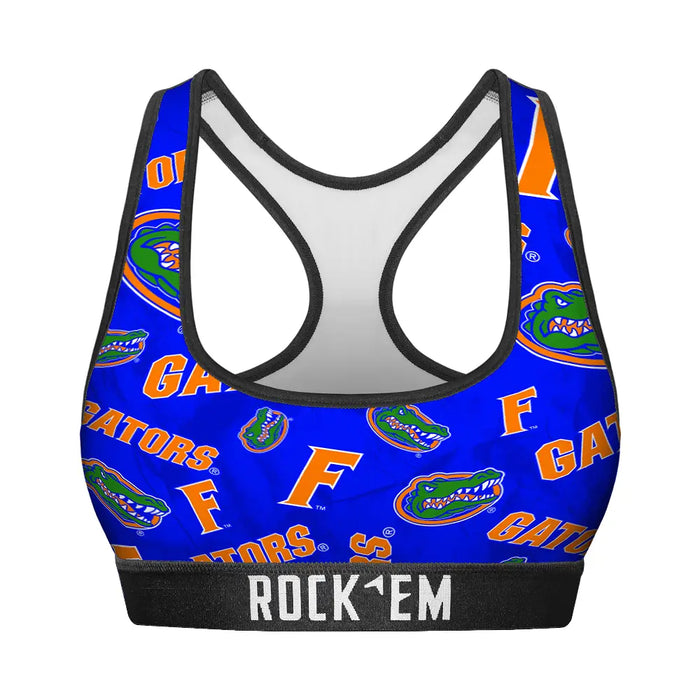 Women's Sports Bra - Florida Gators - Logo All-Over by Rock 'Em Socks