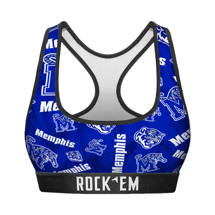 Women's Sports Bra - Memphis Tigers - Logo All-Over by Rock 'Em Socks