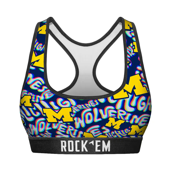 Women's Sports Bra - Michigan Wolverines - Twisted Wordmark by Rock 'Em Socks