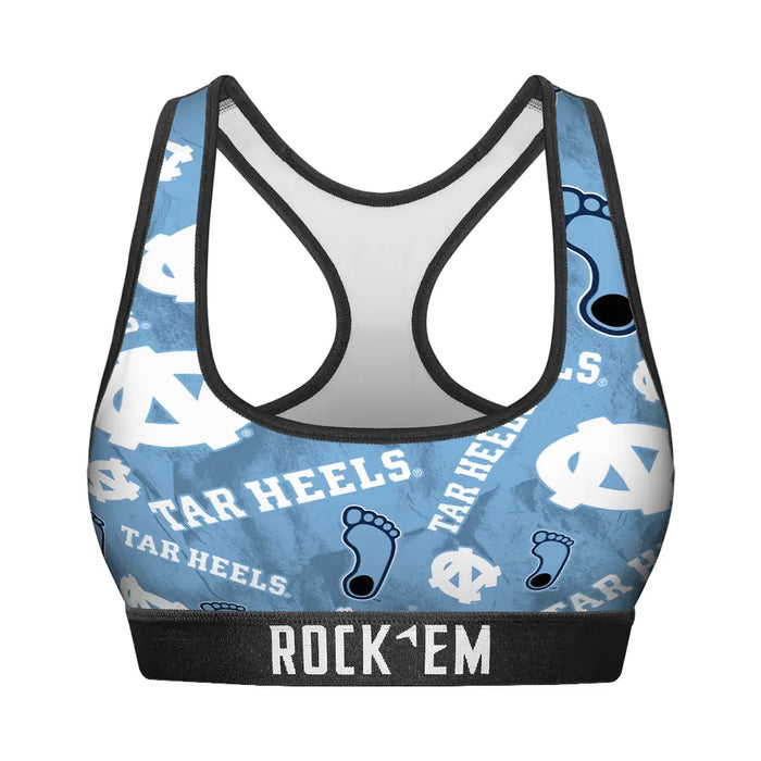 Women's Sports Bra - North Carolina Tar Heels - Logo All-Over by Rock 'Em Socks