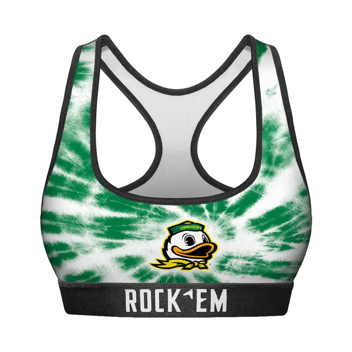 Women's Sports Bra - Oregon Ducks - Team Tie Dye by Rock 'Em Socks