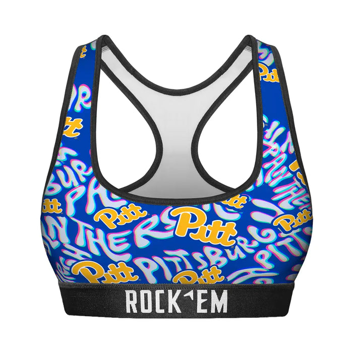 Women's Sports Bra - Pittsburgh Panthers - Twisted Wordmark by Rock 'Em Socks