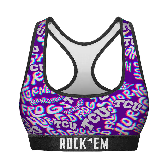 Women's Sports Bra - TCU Horned Frogs - Twisted Wordmark by Rock 'Em Socks
