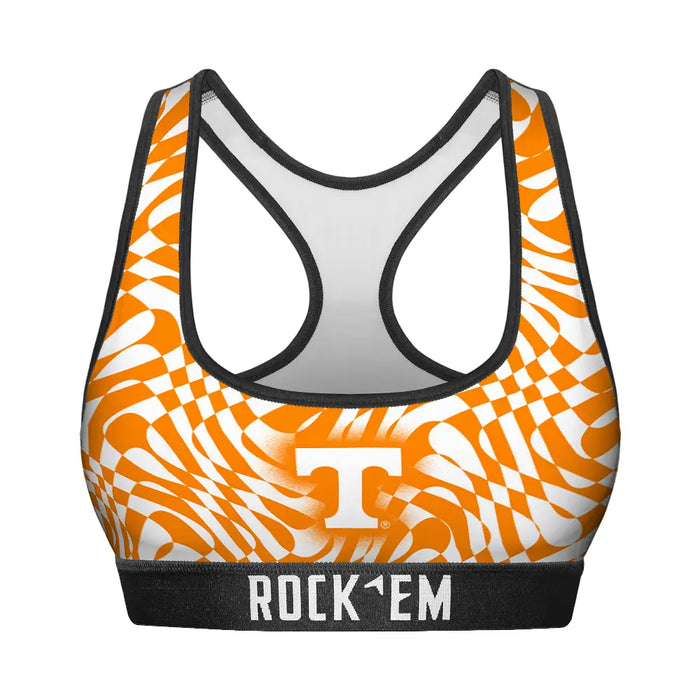 Women's Sports Bra - Tennessee Volunteers - Wavy Checkers by Rock 'Em Socks