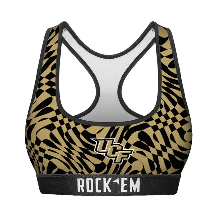 Women's Sports Bra - UCF Knights - Wavy Checkers by Rock 'Em Socks