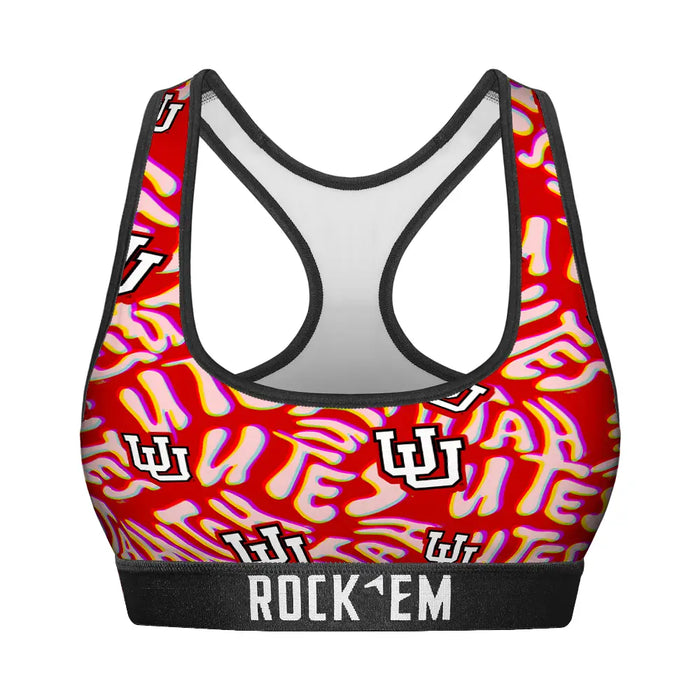 Women's Sports Bra - Utah Utes - Twisted Wordmark by Rock 'Em Socks