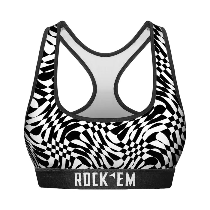 Women's Sports Bra - Wavy Checkers by Rock 'Em Socks