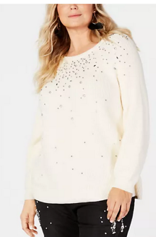I.N.C. Plus Size Rhinestone-Embellished Sweater by Vanessa Jane