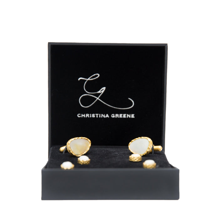 Men's Cufflink and Stud Set- Pearl by Christina Greene