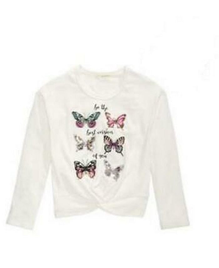 Belle Du Jour Big Girls Sequined Butterfly Sweatshirt, Size XL by Vanessa Jane