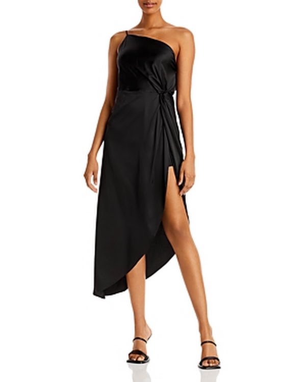Aqua One Shoulder Asymmetric MIDI Dress, Large by Vanessa Jane