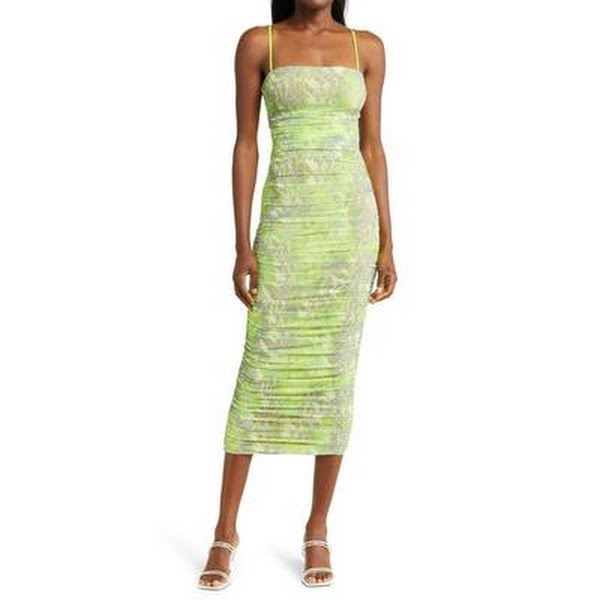 AFRM Hazel Snake Print Ruched Dress, Size XL by Vanessa Jane