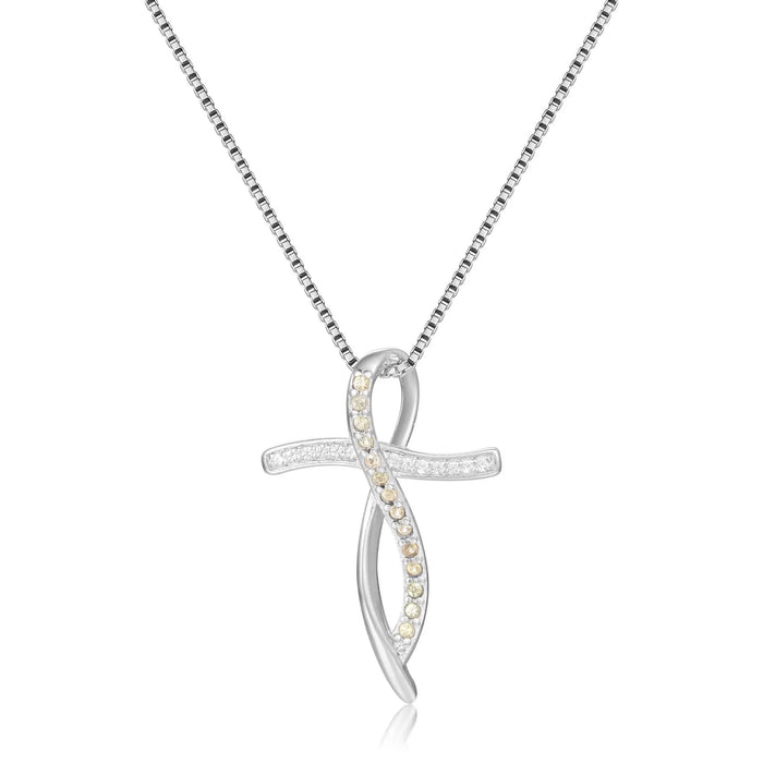 Yellow Sapphire Cross Necklace by Fine Color Jewels