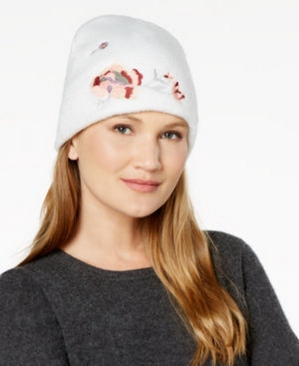 I.n.c. Floral Embroidered Beanie by Vanessa Jane