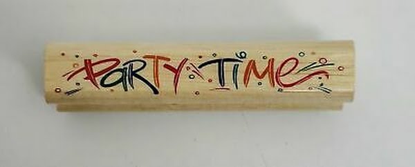 Party Time Wood Stamp rubber mounted By Stamps,Etc by Vanessa Jane