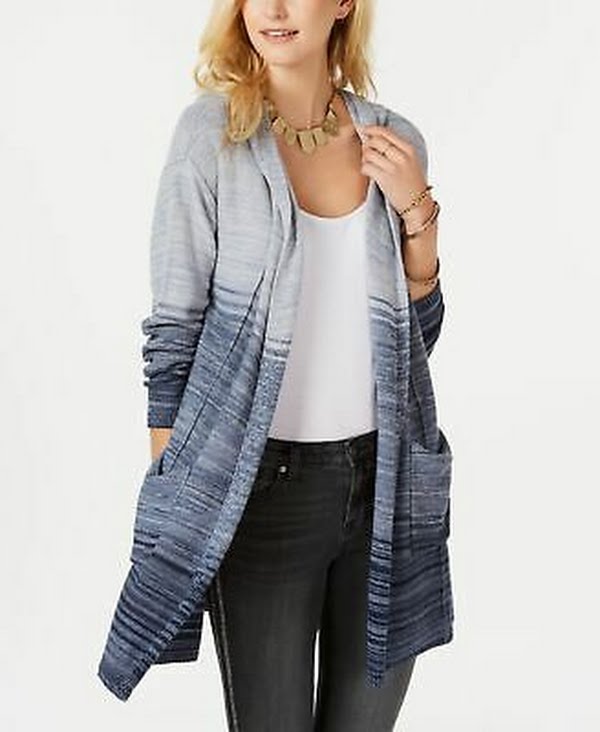 Style & Co Petite Printed Hooded Cardigan,Size Petite Small by Vanessa Jane