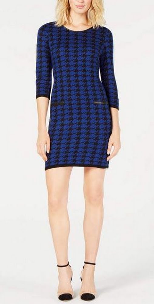 NY Collection Jacquard Houndstooth-Print Dress, Petite XS by Vanessa Jane