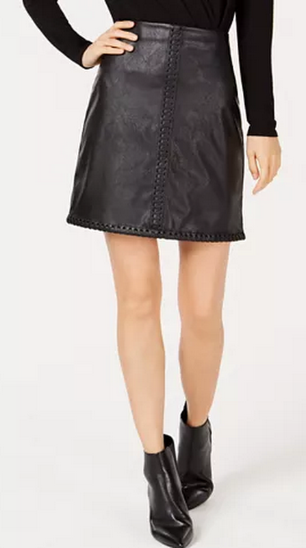 I.N.C Petite Faux Leather Whip Stitch Mini Skirt, Size PXL by Vanessa Jane