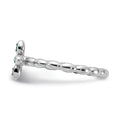 0.01 Ct Round Green Lab Created Emerald Prong Silver Stackable Cross Ring by Fine Color Jewels