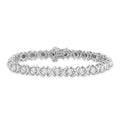0.01 Ct Round White Diamond Prong Sterling Silver X Link Tennis Bracelet by Fine Color Jewels