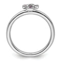 0.018 Ct Round Purple Amethyst Prong Silver Stackable Cross Ring by Fine Color Jewels