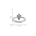 0.04 Ct Round Green Lab Created Emerald Prong Silver Stackable Cross Ring by Fine Color Jewels