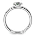 0.04 Ct Round Green Lab Created Emerald Prong Silver Stackable Cross Ring by Fine Color Jewels