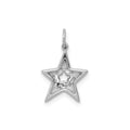 0.05 Ct Round White Diamond 14k White Gold Star Charm by Fine Color Jewels