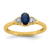 0.08 Ct Oval Blue Created Sapphire & Lab Diamond Prong 14K Gold Three Stone Ring