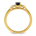 0.08 Ct Oval Blue Created Sapphire & Lab Diamond Prong 14K Gold Three Stone Ring by Fine Color Jewels