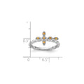 0.08 Ct Round Yellow Citrine Prong Silver Stackable Cross Ring by Fine Color Jewels