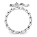 0.08 Ct Round Yellow Citrine Prong Silver Stackable Cross Ring by Fine Color Jewels