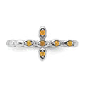 0.08 Ct Round Yellow Citrine Prong Silver Stackable Cross Ring by Fine Color Jewels