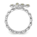 0.09 Ct Round Green Peridot Prong Silver Stackable Cross Ring by Fine Color Jewels