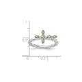 0.09 Ct Round Green Peridot Prong Silver Stackable Cross Ring by Fine Color Jewels