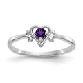 0.10 Ct Round Purple Amethyst Prong 10k Gold Promise Heart Ring by Fine Color Jewels