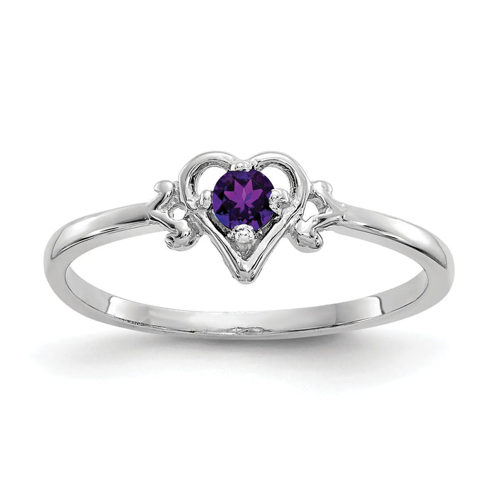 0.10 Ct Round Purple Amethyst Prong 10k Gold Promise Heart Ring by Fine Color Jewels