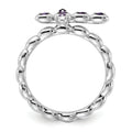 0.10 Ct Round Purple Amethyst Prong Silver Stackable Cross Ring by Fine Color Jewels